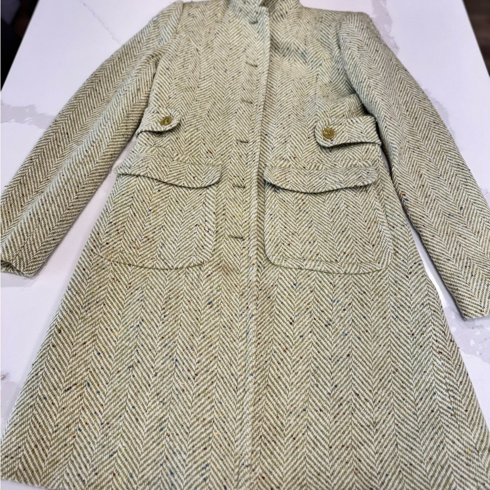 Moda International Cream Herringbone Trench Coat - Picture 4 of 7